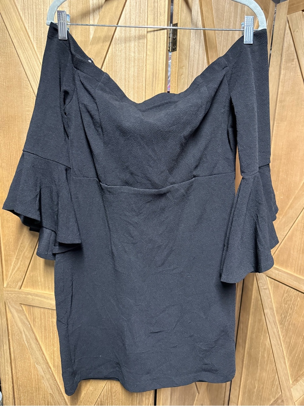 Teeze Me Black Off-Shoulder Ruffle-Sleeve Mini Dress Size 15/16 EUC